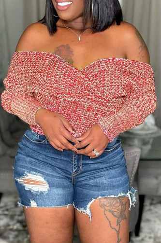 Sexy Solid Patchwork Off the Shoulder Tops