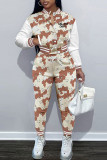 Casual Print Patchwork Long Sleeve Two Pieces