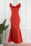 Fashion Sexy Solid Patchwork Bateau Neck Evening Dress (Please Make The Object As The Standard)
