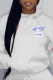 Street Print Letter Hooded Collar Tops