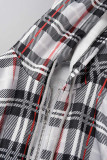 Casual Plaid Print Patchwork Hooded Collar Long Sleeve Two Pieces
