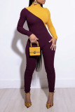 Casual Solid Hollowed Out Patchwork Zipper Half A Turtleneck Skinny Jumpsuits