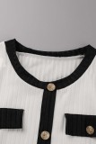 Casual Daily Solid Patchwork O Neck Long Sleeve Two Pieces