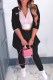 Work Print Letter Cardigan Collar Long Sleeve Two Pieces