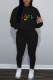 Casual Print Patchwork Hooded Collar Long Sleeve Two Pieces