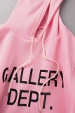 Street Print Letter Hooded Collar Long Sleeve Two Pieces