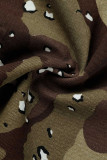 Street Camouflage Print Patchwork Asymmetrical Zipper Collar Outerwear