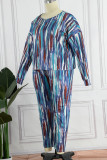 Casual Print Patchwork O Neck Plus Size Two Pieces(WIth A Mask)