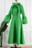 Elegant Solid Bandage Patchwork Half A Turtleneck A Line Dresses