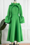 Elegant Solid Bandage Patchwork Half A Turtleneck A Line Dresses