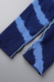 Sportswear Print Patchwork Asymmetrical Collar Sleeveless Two Pieces