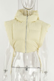 Casual Solid Draw String Mandarin Collar Outerwear