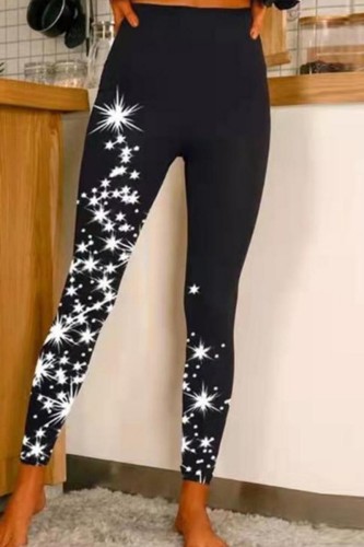 Casual Print Basic Skinny High Waist Pencil Positioning Print Trousers