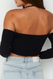 Sexy Casual Solid Bandage Backless Off the Shoulder Tops