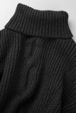 Casual Solid Tassel Patchwork Turtleneck Long Sleeve Two Pieces
