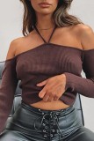 Sexy Casual Solid Bandage Backless Off the Shoulder Tops