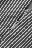 Casual Striped Print Patchwork V Neck Dresses
