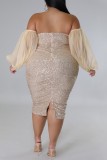 Sexy Formal Patchwork Hollowed Out Backless Off the Shoulder Evening Dress Plus Size Dresses
