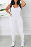 Sexy Casual Solid Backless U Neck Skinny Jumpsuits