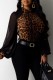 Casual Print Leopard Patchwork Half A Turtleneck Tops