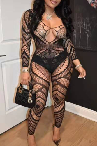 Sexy Solid Hollowed Out See-through Mesh Valentines Day Lingerie