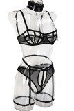 Sexy Solid Bandage Patchwork See-through Valentines Day Lingerie