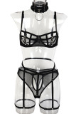 Sexy Solid Bandage Patchwork See-through Valentines Day Lingerie