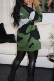 Casual Print Camouflage Print Patchwork Outerwear