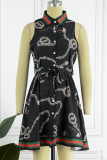 Fashion Casual Print Patchwork V Neck Sleeveless Dress