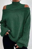 Casual Solid Hollowed Out Turtleneck Tops