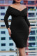 Elegant Solid Patchwork Fold V Neck Pencil Skirt Dresses