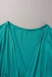 Sexy Solid Patchwork Fold Asymmetrical V Neck Irregular Dress Dresses