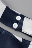 Casual Print Patchwork Zipper Asymmetrical Collar Tops