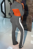 Casual Sportswear Solid Patchwork Zipper Long Sleeve Two Pieces