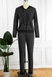 Casual Solid Patchwork Hooded Collar Long Sleeve Two Pieces