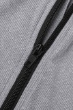 Casual Solid Patchwork Zipper Collar Skinny Romper