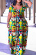 Casual Print Basic V Neck Short Sleeve Dress Plus Size Dresses