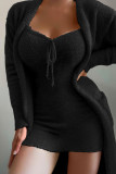 Sexy Casual Solid Basic V Neck Long Sleeve Two Pieces