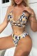 Sexy Print Leopard Bandage Patchwork Backless Swimwears (With Paddings)