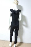Casual Solid Patchwork O Neck Regular Jumpsuits (Without Belt)