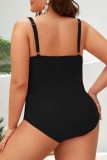 Sexy Solid Backless Spaghetti Strap Plus Size Swimwear (With Paddings)