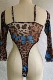 Sexy Print Leopard Backless Swimwears