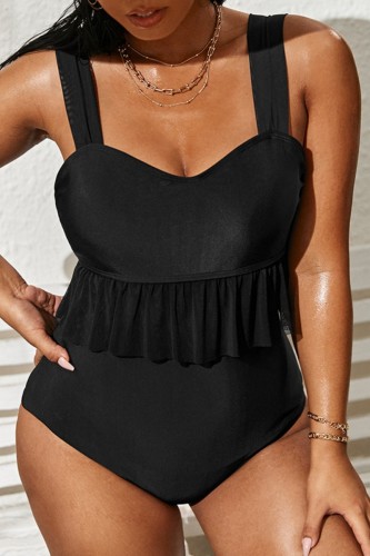Sexy Solid Backless Plus Size Swimwear (With Paddings)
