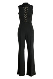 Fashion Casual Solid Patchwork Chains Half A Turtleneck Regular Jumpsuits