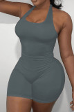 Casual Sportswear Solid Patchwork Halter Plus Size Jumpsuits