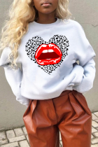 Daily Lips Printed Patchwork O Neck Tops