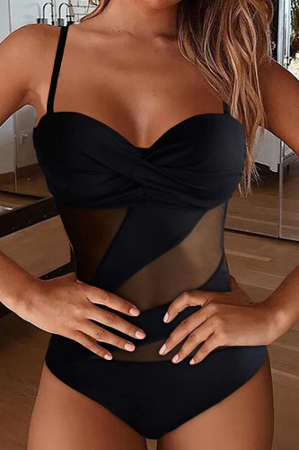 Sexy Solid Patchwork See-through Swimwears