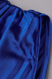 Elegant Solid Patchwork Fold Oblique Collar Straight Dresses