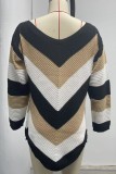 Casual Patchwork Contrast O Neck Tops
