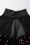 Sexy Solid Sequins Patchwork Half A Turtleneck Pencil Skirt Dresses